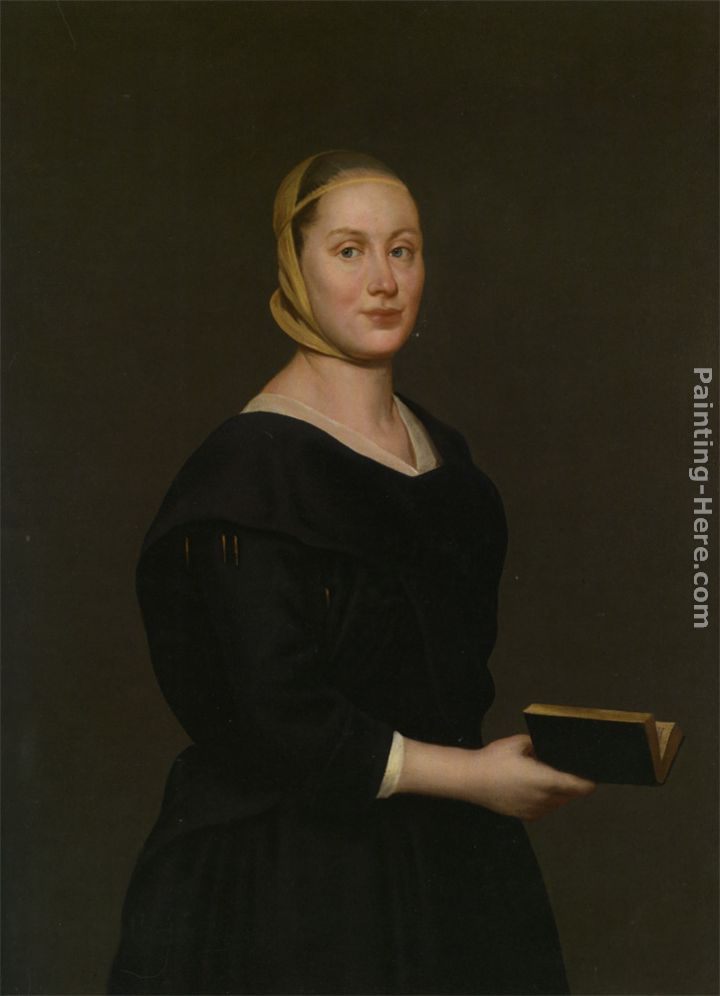 Giacomo Ceruti Portrait of Donna Alba Regina del Ferro - three quarter length in a black dress holding a book